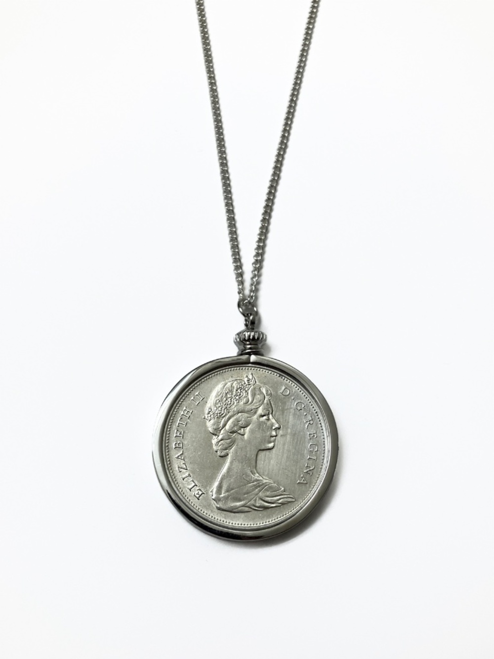Authentic SILVER Half Dollar Coin Necklace, 1965 Canadian 50-Cent Coin - Picture 2 of 4